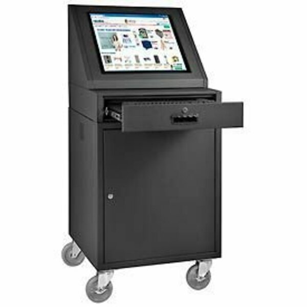 Global Industrial Mobile LCD Console Computer Cabinet, Black 273115BK